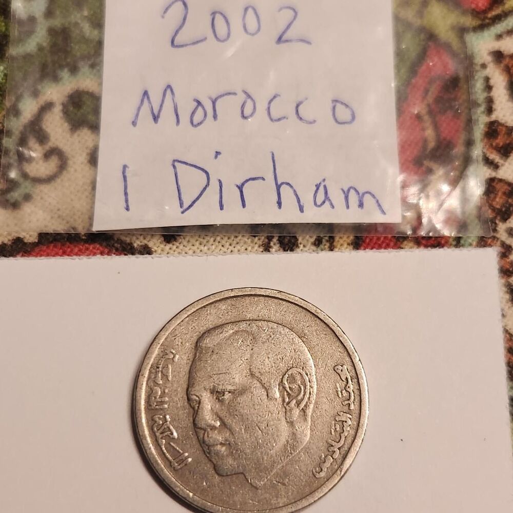 Moroccan 1 Dirham 2002 coin with lion and...